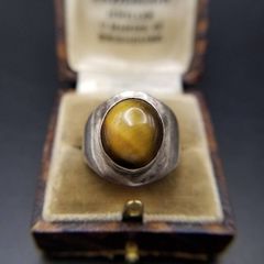 メキシカンジュエリー シルバー タイガーアイ シグネットリング 18.5号
