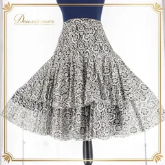 社交ダンス 衣装 スタンダード スカート レッスンウェア 女性用 レディース オールシーズン 黒 ブラック系 花柄 レース シック ホワイト系 かわいい デザイン おしゃれ 大人用 フォーマル ダンスウェア 踊りやすい 着心地 楽な丈感 高品質