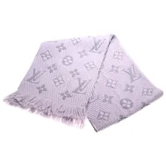 LOUIS VUITTON (ルイヴィトン) エシャルプ ロゴマニア モノグラムマフラー スカーフ ウール×シルク ライトパープル×グレー M74742