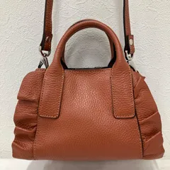 6340 RIPANI リパーニ ハンドバッグ 2way ショルダーバッグ メディニラ フリル レザー 牛革 オレンジブラウン系 レディース