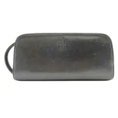 美品 DAKS ダックス レザー セカンドバッグ クラッチバッグ ポーチ ワンハンドル ロゴ カバン 鞄 黒 ブラック メンズ 古着 中古 USED