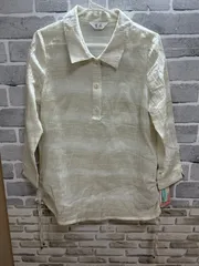 A【A20-13】△ 里麻　サイズ11号　シャツ　ベージュ　レディース