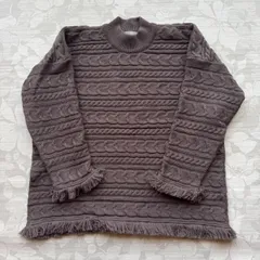 ANNEMARIE RUSSO（アンマリー ルッソ）ウール100% ケーブル編みニット 42 フリンジ