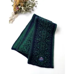 ◯Nordstrikk ノードストリック マフラー ストール ジャガード 柄 ネイビー グリーン(86Y＋5404)25F