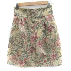 アナトリエ ANATELIER フレアスカート ひざ丈 花柄 36 マルチカラー ベージュ /SM18