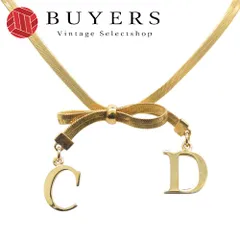 【中古】 クリスチャンディオール ネックレス CDロゴ リボン メタル ゴールド メッキ アクセサリー レディース 女性 Christian Dior