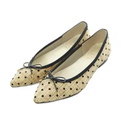 ルタロン Le Talon ポインテッドパナマバレエシューズ 23.5cm ベージュ 黒 ブラック ドット柄 /RI ■OS