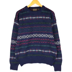古着 80~90年代 エディーバウアー Eddie Bauer 黒タグ 総柄 ウールニットセーター メンズM相当 ヴィンテージ/eaa601984