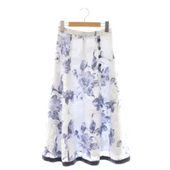 リランドチュール Rirandture エアリーフラワースカート フレア 総柄 0 ネイビー 紺 ホワイト 白 グレー /CX ■OS