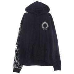 CHROME HEARTS クロムハーツ（原本無） STENCIL HOODIE 袖 ステンシル バック ホースシュー プリント プルオーバー パーカー ブラック系 L【中古】