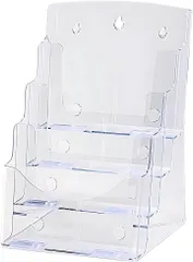 I'm so happy カタログスタンド a4 パンフレットラック 収納ケース ホルダー 卓上 壁掛け 縦 アクリル (透明,  4段)