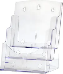 I'm so happy カタログスタンド a4 パンフレットラック 収納ケース ホルダー 卓上 壁掛け 縦 アクリル (透明,  3段)