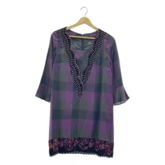 GRACE CONTINENTAL / グレースコンチネンタル | ベロア切替 エンブロイダリー ワンピース | 36 | ブラック/パープル | レディース