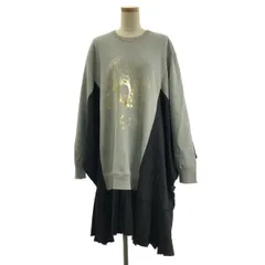 JUNYA WATANABE COMME des GARCONS / ジュンヤワタナベ | 2021AW | プリーツ切替 オーバーサイズ スウェット ワンピース | S | グレー / ブラック | レディース