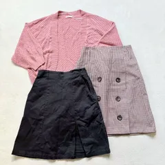 【お得！まとめ売り】【3点セット】【レディースSサイズ】 C.O.L.Z.A コルザ 七分袖ニットボレロ チェック台形スカート ミニスカート ガーリー カジュアル ピンク ブラック