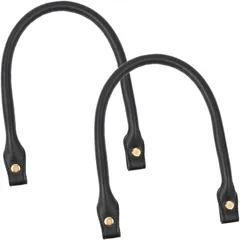 HIRAISM バッグ 持ち手 交換 修理 PU革 45cm 2本セット (ブラックxゴールド)