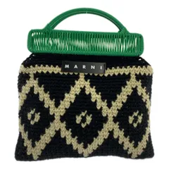 MARNI / マルニ | MARKET CROCHET クロシェニット フレーム ハンド トートバッグ | グリーン/ブラック/ベージュ | レディース