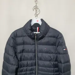 H79 Tommy Hilfiger トミーヒルフィガー デニム レディース ダウンジャケット ロング丈 S