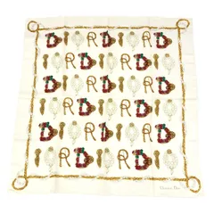 Christian Dior クリスチャンディオール スカーフ  ビジューロゴ柄   シルク ホワイト レディース / 240001172982