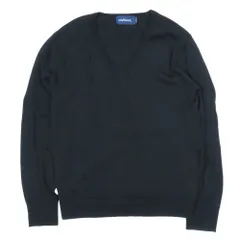 美品 NEWYORKER ニューヨーカー ニット セーター トップス Vネック 長袖 リブ袖  ウール M 黒 ブラック レディース 古着 中古 USED