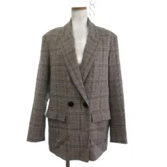 ザラ ZARA テーラードジャケット ブレザー ダブル チェック グレー系 S ■FF