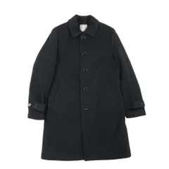 新品同様 nano universe ナノユニバース 中綿入り メルトン ウール ステンカラーコート ロング S 黒 ブラック メンズ 古着 中古 USED