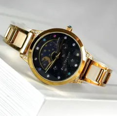 限定品 STAR JEWELRY スタージュエリー コズミック 宇宙 星 レディース 腕時計 wacth クォーツ サン＆ムーン デイ＆ナイト COSMIC 稼働品 ストーン マルチカラー ゴールド