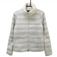 キャロウェイ 中綿ジャケット 白×シルバー ボーダー ラメ糸 襟ボア  レディース M ゴルフウェア Callaway