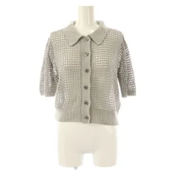 B&Y ユナイテッドアローズ BEAUTY&YOUTH ビューティー&ユース メッシュポロニット ショートスリーブカーディガン F ライトグレー /DF ■OS