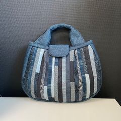 ハンドメイド 着物リメイク パッチワークトートバッグ 27 大島紬