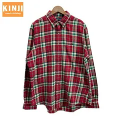 RALPH LAUREN　チェックシャツ　長袖　シャツ　コットン　ボタンダウン　ワンポイント　ブランドロゴ　スモールポニー　刺しゅう　オーバーサイズ　古着