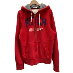 Abercrombie&Fitch　ジップアップパーカー　フード　フルジップ　コットン　ポリエステル　刺しゅうデザイン　ダメージ加工　アメカジ　古着