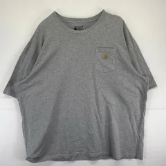 古着 カーハート Carhartt 半袖Tシャツ 大きいサイズ クルーネック ワンポイントロゴデザイン  4XL  グレー系 メンズ