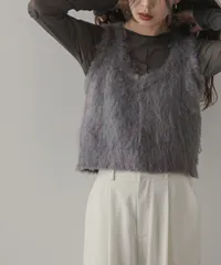 夢展望公式 [新品未使用] ミックスシャギービスチェ [ブルー] 他カラー別ページ有 rectangle ニットトップス ニットベスト・ジレ（ノースリーブ） 535724-03