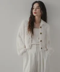 夢展望公式 [新品未使用] フェザーヤーンカーディガン [ホワイト] 他カラー別ページ有 rectangle ニットトップス ニットカーディガン（長袖） 535725-01