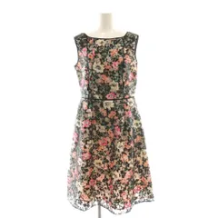 トッカ TOCCA STAR FIRE ドレス ワンピース ミモレ ロング ノースリーブ 4 ベージュ 黒 ブラック /AT ■OS