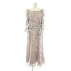 マイストラーダ Mystrada ツイードプリントワンピース ロング 七分袖 36 グレー /HK ■OS