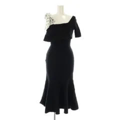 ロイヤルパーティー ROYAL PARTY ショルダースカーフ付ニットマーメイドワンピース ロング F ブラック /DF ■OS ■SH