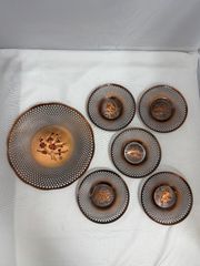 未使用】純銅製 茶托5客＋菓子皿セット 玉利久 梅柄 - メルカリ