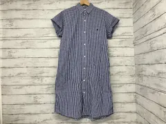 GYMPHLEX/ジムフレックス/シャツワンピ/チェック/ブルー×ホワイト/半袖ワンピース