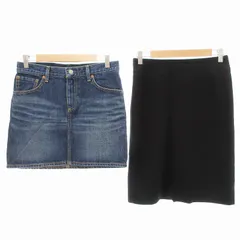 B&Y ユナイテッドアローズ BEAUTY&YOUTH ビューティー&ユース 2点セット スカート デニム フレア ミニ ひざ丈 38 M 黒 ブラック 紺 ネイビー /OU ■GY14