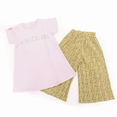 ビームス BEAMS 2点セット Tシャツ カットソー 半袖 パンツ プリント 総柄 110cm 紫 パープル  黄 イエロー /OU