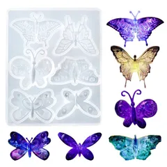 【在庫セール】シリコンモールド 蝶型 モールド レジン かわいいペンダント6種類の蝶の型 DIYの手作り レジン シリコンモールド ペンダント キーホルダー アクセサリー 装飾 ツール 再利用可能