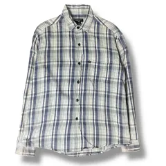 ポロ ジーンズ カンパニー ミニ ロゴ ブルー グレー チェック柄 フランネル シャツ M