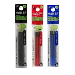 【３色セット】計９本 パイロット フリクション用 ボール スリム 替芯 多色 0.5mm 黒 赤 青 各3本入り LFBTRF30EF3 3色 ゲルインキ ブラック レッド ブルー+メッセージカード付 ゲルインキボールペン 