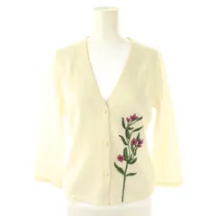 シビラ SYBILLA フラワー刺繍ニットカーディガン M アイボリー 白 Vネック /CX ■OS