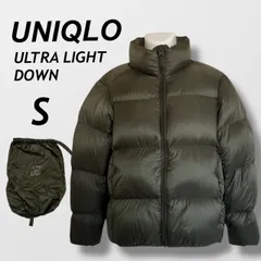 UNIQLO ユニクロ メンズ ウルトラライトダウンボリュームジャケット S 収納袋付き 311-422225 カーキグリーン系 (K035)★