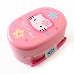 MHR0273② 未使用 スケーター Hello Kitty ハローキティ 塗り 2段 お弁当箱  ベルト付 平成レトロ ハナキティ ピンク