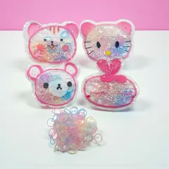 絡まないヘアゴム 約130個 子供用 動物ケース付 カラフル キッズ 女の子 髪留め ヘアアクセサリー ペット可 プレゼント pt-2947