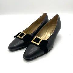 Yves Saint Laurent イヴ・サンローラン パンプス  ハイヒール ビジネス ブラック 黒 22.5<!-利用不可文字-!>p レザー レディース